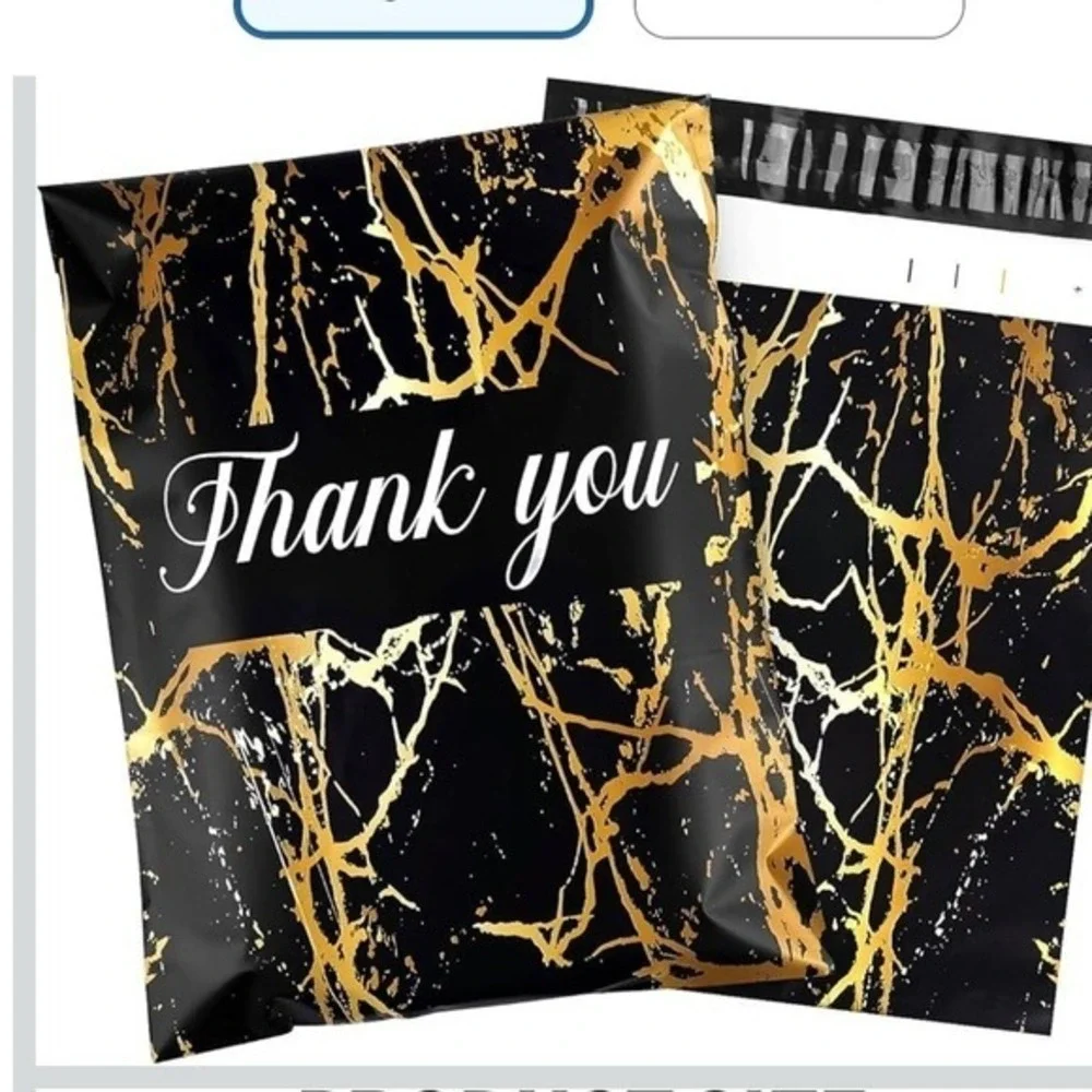 Black Gold‎ Marble Thank You Poly Mailers 10x13 Shipping Bags Self Seal
